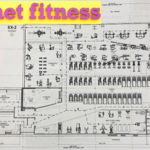 A layout of the Rockland Planet Fitness location, as filed with the City of Rockland, showing the equipment the facility will offer. The planet fitness signage from the Rockland location appears in the upper left corner.