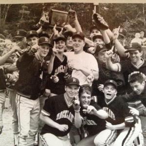 The 1989 Rockland District High School baseball team after winning the state championship. (Courtesy Joe Nelsen)