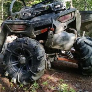 An all-terrain vehicle is believed to have hit a tree after failing to negotiate a corner along the Collinstown Road in Appleton. (Photo courtesy Knox County Sheriff’s Office)