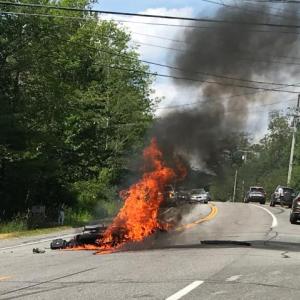 The motorcycle rider was thrown 15 feet in the air, reported witnesses. (Photo courtesy Michele Orne)