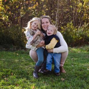 UMA Rockland Nursing Student Allie Feener of Hope, hugs her daughter, Isla, and her son, Ivan. (Photo courtesy UMA Rockland Center)
