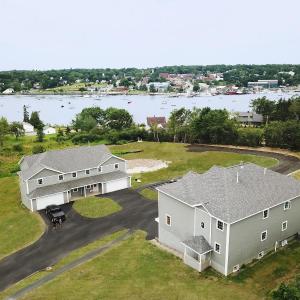 An overhead view of the two constructed duplexes in September 2019. (Courtesy Dave Giroux)
