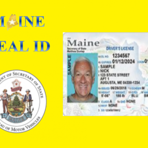 A sample of a Maine driver’s license in compliance with the REAL ID Act. Complaint licenses will possess the gold star, located in the upper right hand corner of the license.