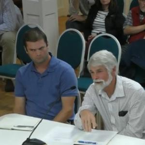 Tyler and Stuart Smith speak at an Oct. 24 Planning Board meeting in Rockport. Photo: Livestream