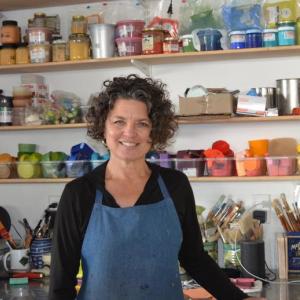 Kim Bernard in her Rockland studio. (Photo courtesy Christos Calivas)