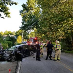 A Summer 2019 crash on John Street in Camden drew the response of the fire department and an ambulance crew. (Photo courtesy Camden Fire Department)