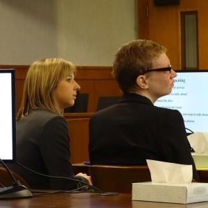 Sharon Carrillo (right) sits next to Laura Shaw, one of the attorneys defending her.
(photo by Erica Thoms)