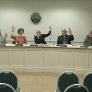 Rockport Select Board members vote unanimously on the placement of decorative LED streetlights on Dec. 9. Photo: LiveStream