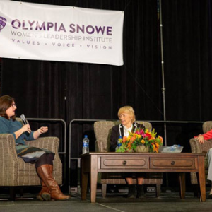 Christina McAnuff, Executive Director of the Olympia Snowe Women’s Leadership Institute, asks the Honorable Janet Mills, Maine’s current and first female Governor, and the Honorable Olympia Snowe, former United States Senator and Founder of the Olympia Snowe Women’s Leadership Institute, questions posed by high school girls across Maine.