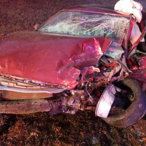 The vehicle being driven by Kyle Moore, of Frankfort. Moore had to be extricated from the vehicle before being transported for treatment of his injuries. (photo courtesy of Belfast Police)