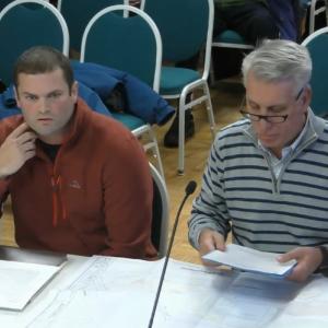 Tyler Smith, left, and Will Gartley appear before the Rockport Zoning Board of Appeals on Jan. 22. Source: LiveStream