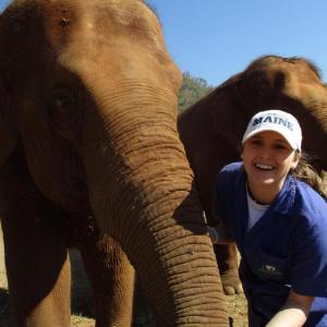 Madison Stahle in an elephant sanctuary in Thailand. Courtesy photo