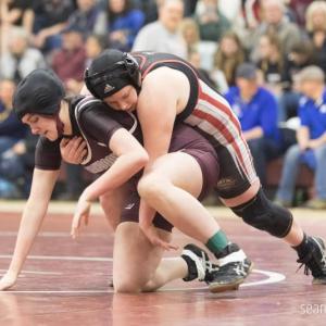 A scene from the girls wrestling state championships Feb. 19. (Courtesy Sean Carnell)
