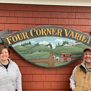 Corrie, left, and Wayne Kirkpatrick stand outside Four Corner Variety in Union. (Courtesy photo)