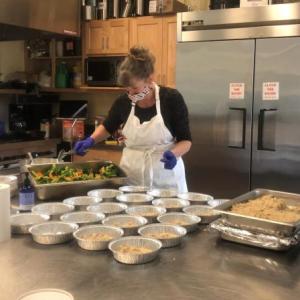 Cooking in the Community Kitchen for the Islesboro Community Care and Comfort Program. The project recently received a grant from UMC’s Rapid Response Fund. (Photo courtesy Islesboro Community Center)