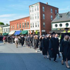 The annual tradition of Camden Hills graduates marching through town will look different this year, but will nonetheless continue. (File photo/Lynda Clancy)
