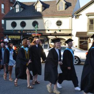 Camden Hills Regional High School graduation march with the Class of 2020, June 12. (Photo by Lynda Clancy)