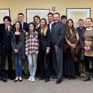 Sen. Herbig and Rep. Cuddy (center) with Maine Ocean School students, teachers and board members in Augusta on Wednesday, Feb. 12. (Photo courtesy Maine Legislature
Senate Majority Office)