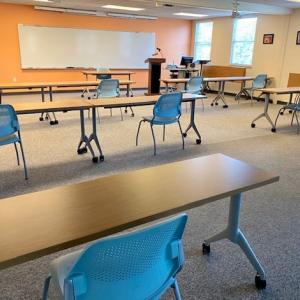 Classrooms at UMA Rockland have been reorganized to allow for safe social distancing for in-person learning. (Photo courtesy UMA Rockland)