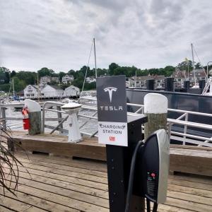 An EV charging station at the Camden Harbor. (Photo courtesy Sarah Miller)