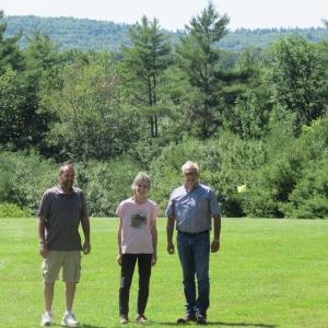 Ray Bartlett, Eileen ONeil, and Alvin Chase (GRLT board member) on the ONeil property. (Photo courtesy Georges River Land Trust)
