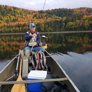 Trout fishing on Black Pond in Deboullie Public Lands, September 2020 (Steve Hirshberg photo)