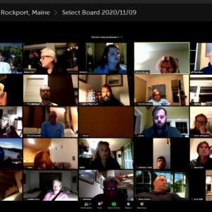 Rockport residents and Select Board members participate in a remote meeting via ZOOM on Nov. 9.