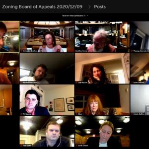 Members of Rockport’s Zoning Board of Appeals and legal counsel meet via Zoom on Dec. 9.