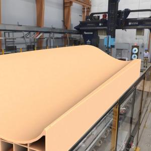 Rendering of a 3D printed wind blade mold segment that will be produced as part of the ASCC's research effort to accelerate wind blade development through additive manufacturing. Researchers will use the world's largest polymer 3D printer to develop recyclable wind blade molds that reduce lead times and costs.(Photo courtesy University of Maine)