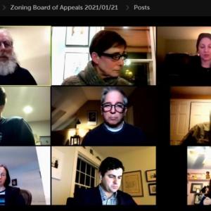 Attorneys and members of Rockport’s Zoning Board of Appeals meet via ZOOM Jan. 21.