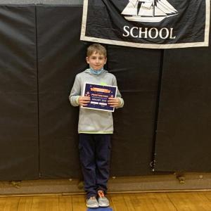 Preston Fish, grade 3, receives the Principal’s Award. (Photo courtesy Thomaston Grammar School)