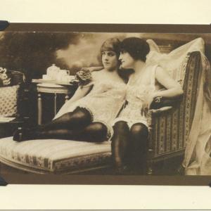 A vintage card made by In Your Own Words featuring an intimate tea with two newlywed wives. Photo courtesy In Your Own Words LLC