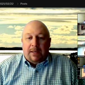 Town Manager Bill Post and members of the Rockport Select Board meet via ZOOM on Feb. 22.