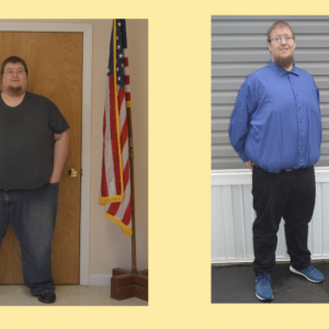 Camden resident Michael Deabler before and after embarking on his weight loss journey. (Photos courtesy TOPS, Inc.)