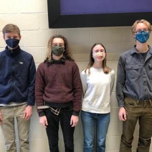 L-R: Jonathan McDevitt, Wyatt Munson, Claire Wyman, and Elias Porter. (Photo courtesy Camden Hills Regional High School)