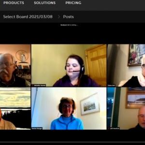Members of the Rockport Select Board and Town Manager Bill Post meet remotely March 8.
