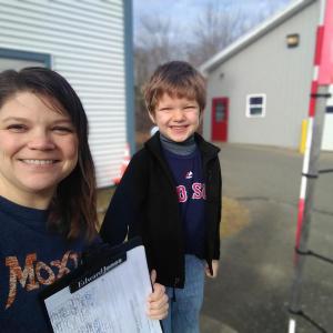 Breanna Pinkham Bebb and her son handing in the paperwork to qualify as a candidate. (Courtesy photo)