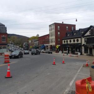 Downtown Camden, still undergoing roadwork in May. Photo by Kay Stephens