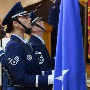 Airmen from the Maine Air National Guard Honor Guard post the colors. (Photo by Master Sgt. Tavis Hill/Maine National Guard)