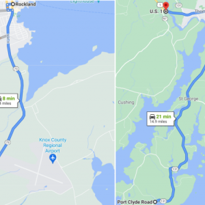 The two construction zones: Route 73 work on the left, in blue, and Route 131 work on the right.