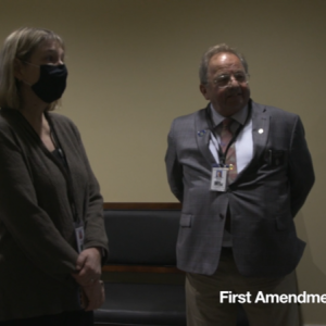 Representative Sherman Hutchins, of Penobscot, who also represents Stockton Springs, seen maskless Monday, May 24 in the State House. (Screenshot)