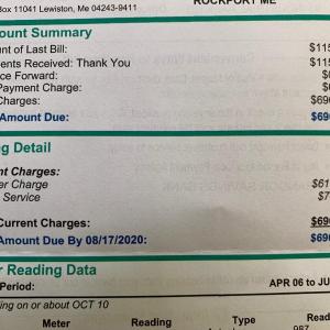 A July 2020 bill, as opened by a Rockport resident.