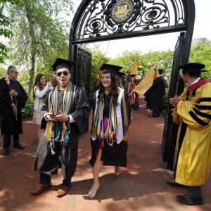 Some of the 840 graduates who attended the Spring 2021 Commencement. (Photo courtesy Bryant University)