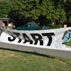 The banner for the Megunticook 50K and 10K running races will wave again Saturday, Sept. 11, 2021. (Photo by Sarah Thompson)