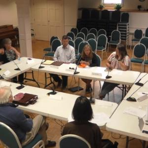 Members of the RES Redevelopment Task Force, the Economic Development Committee and NewHeight meet June 16. Source: LiveStream