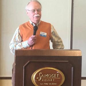 UMC Grants Committee Chair Jim Hengerer presented the 2021 Grants to local agencies at a breakfast reception on July 13. (Photo courtesy United Midcoast Charities)