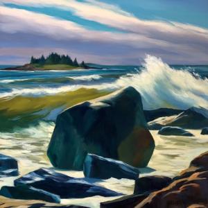 Summer Surf by Wendy Newcomb, oil on wood panel, 10x10. (Photo courtesy Local Color Gallery)
