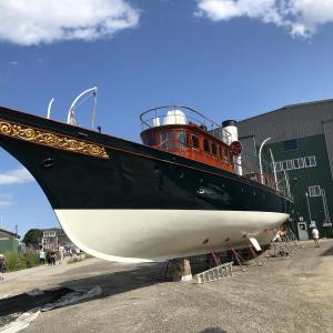 Walk right up and around this amazing 1901 steel steam yacht, the Cangarda, at Belfast’s Front Street Shipyard.
photo by Don French Canguarda