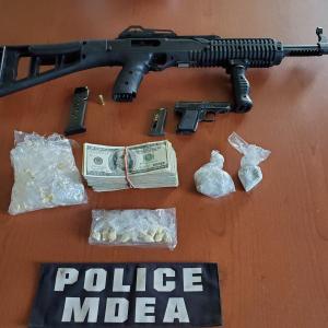 Maine State Police and the Waldo County Sheriff’s Office found a loaded rifle, fentanyl, and approximately $10,000 in suspected drug proceeds in a Belmont drug bust. (Photo courtesy Maine Dept. of Public Safety)