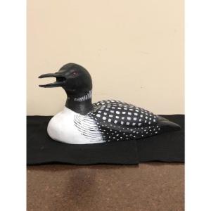 Ted Mohlie’s carving of a loon. (Photo courtesy Waldoboro Public Library)